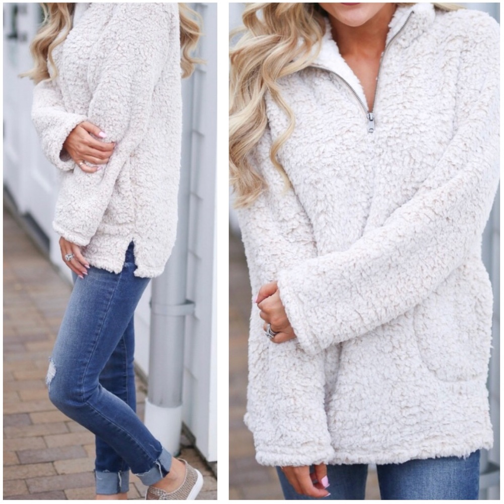 Luxurious Vegan  Sherpa Pullover Sweater - Picture 2 of 4
